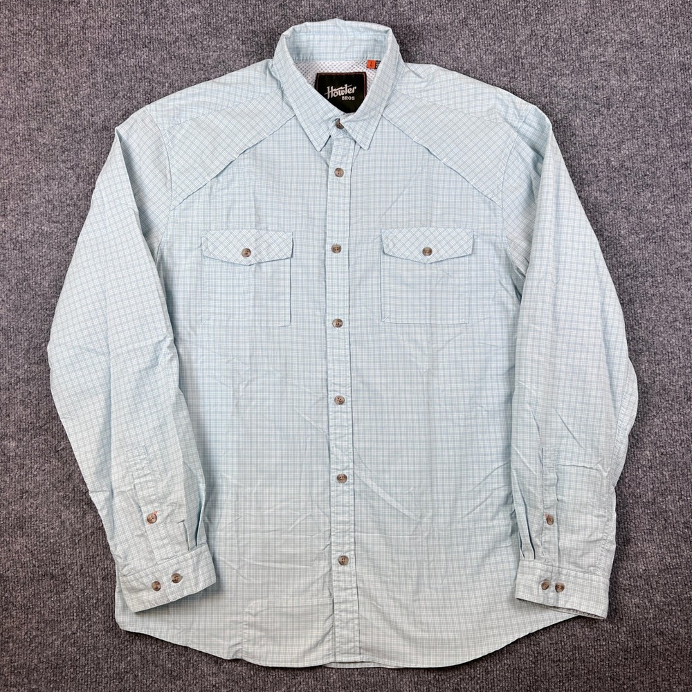 Howler Brothers Firstlight Tech Shirt Mens L Blue Fly Fishing Vented Hiking